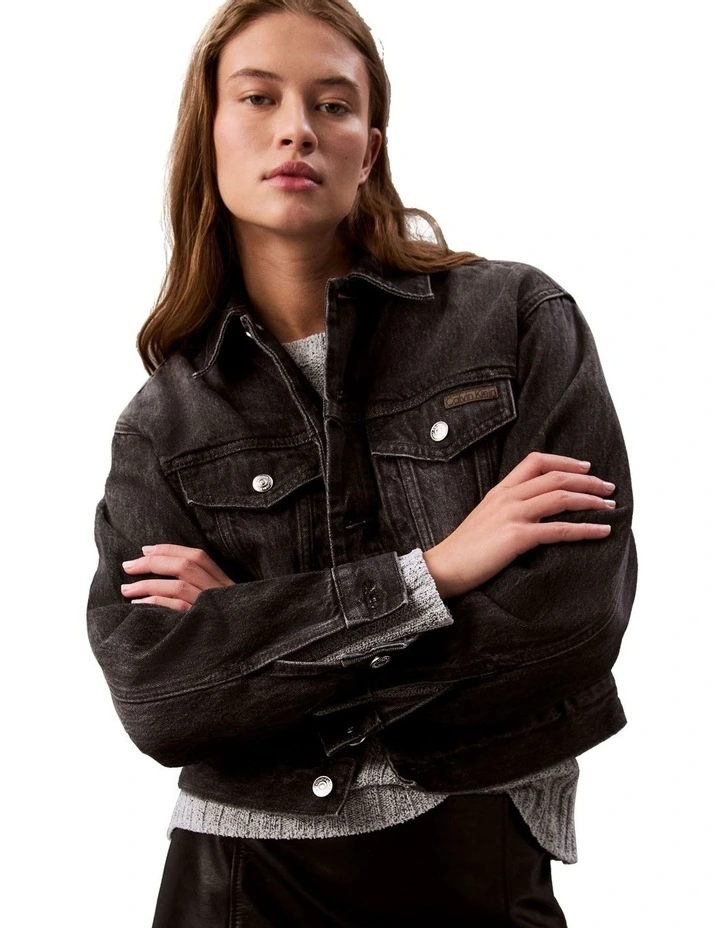 90's Trucker Jacket in Black Fog image 3