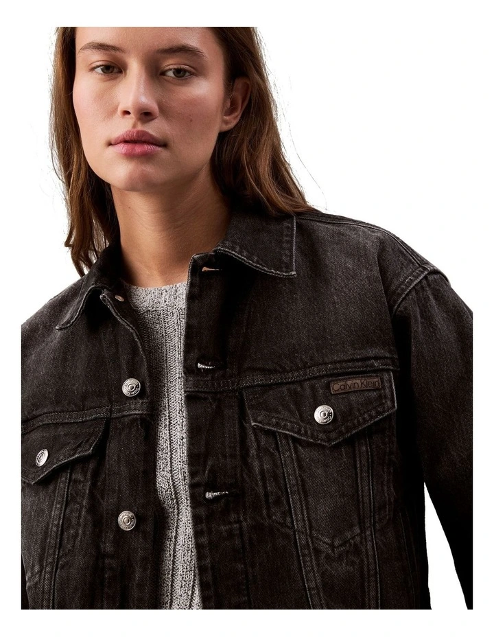 90's Trucker Jacket in Black Fog image 5