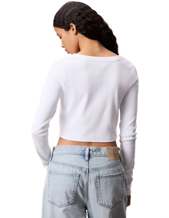 A-Ls Woven Label 2X2 Cotton Rib Cardigan in White image 2
