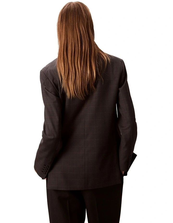 Houndstooth Wool Blazer in Grey image 2