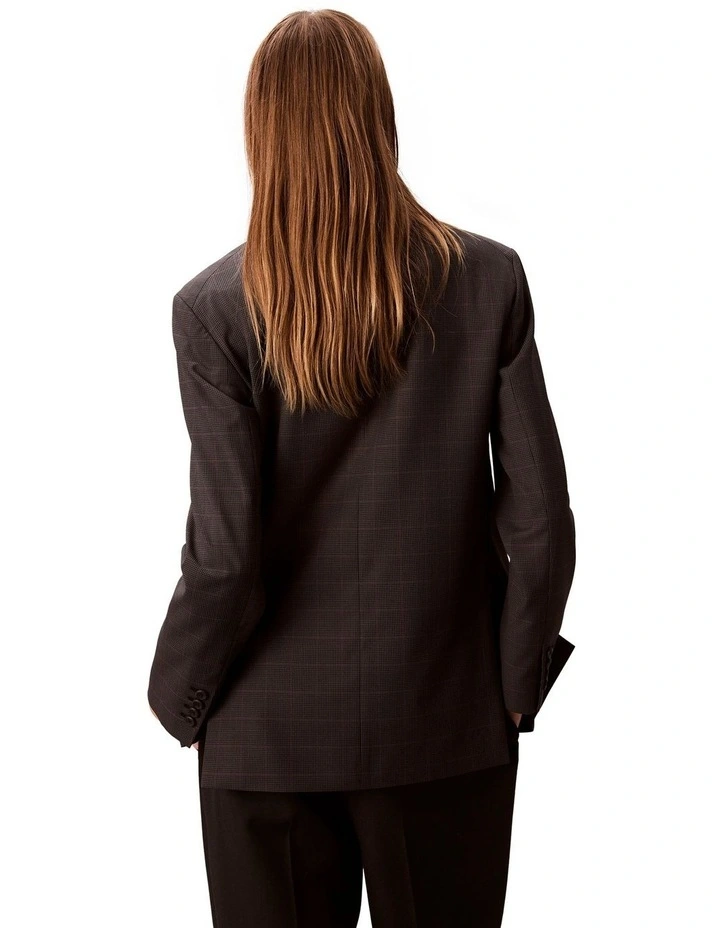 Houndstooth Wool Blazer in Grey image 2