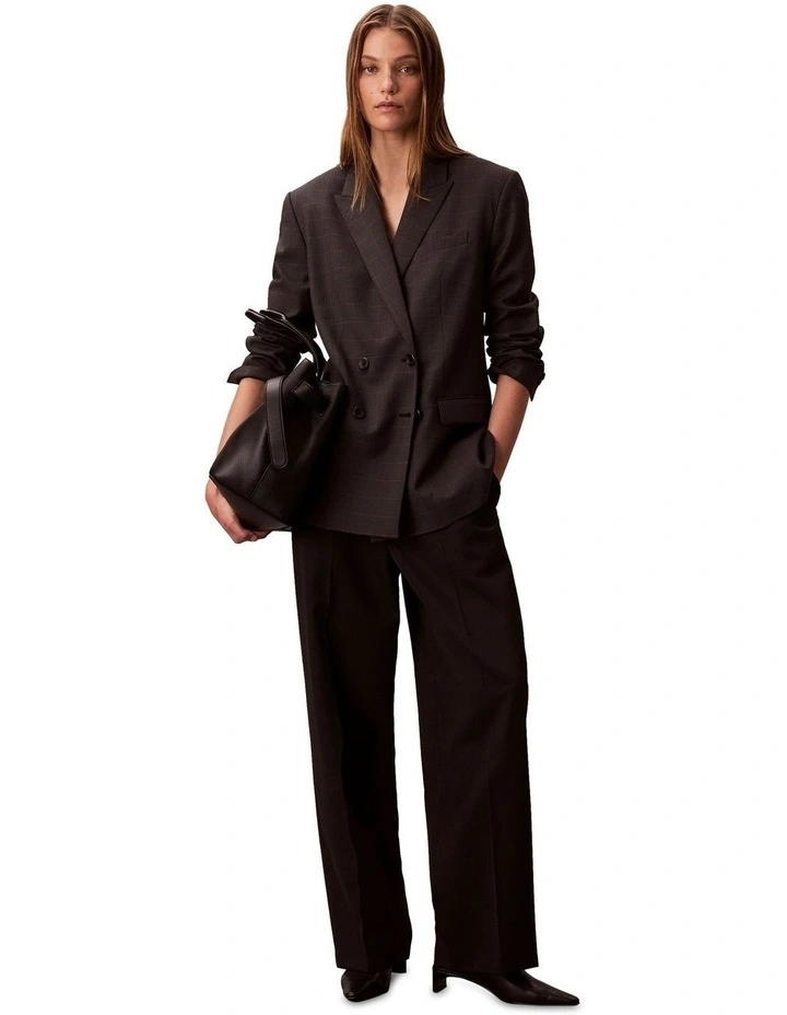 Houndstooth Wool Blazer in Grey image 6