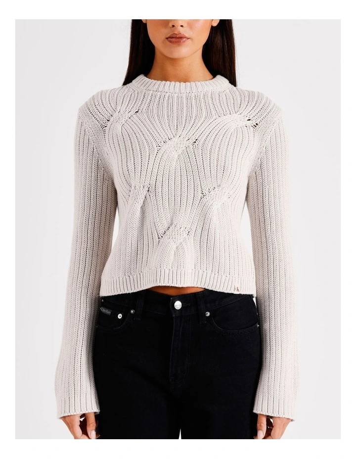 Cable Knit Sweater in Moonbeam image 1