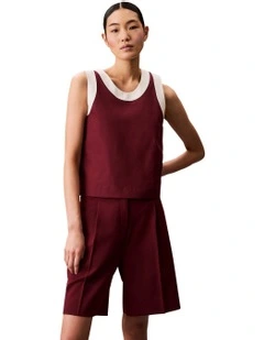 Stretch Sporty Sleeveless Top in Red