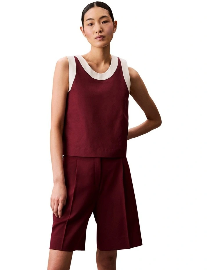 Stretch Sporty Sleeveless Top in Red image 1