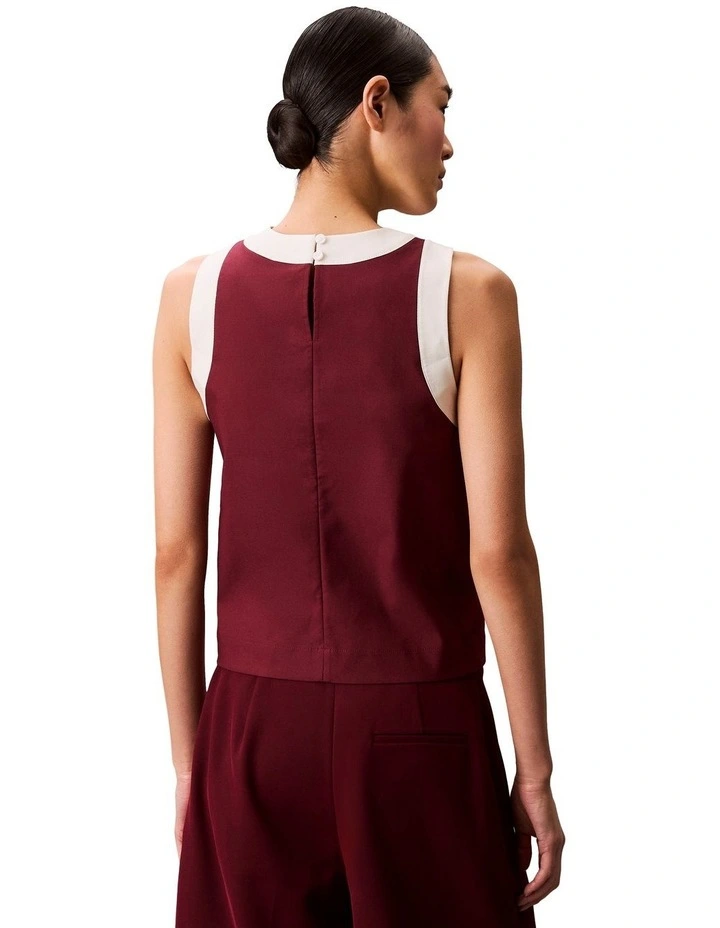 Stretch Sporty Sleeveless Top in Red image 2
