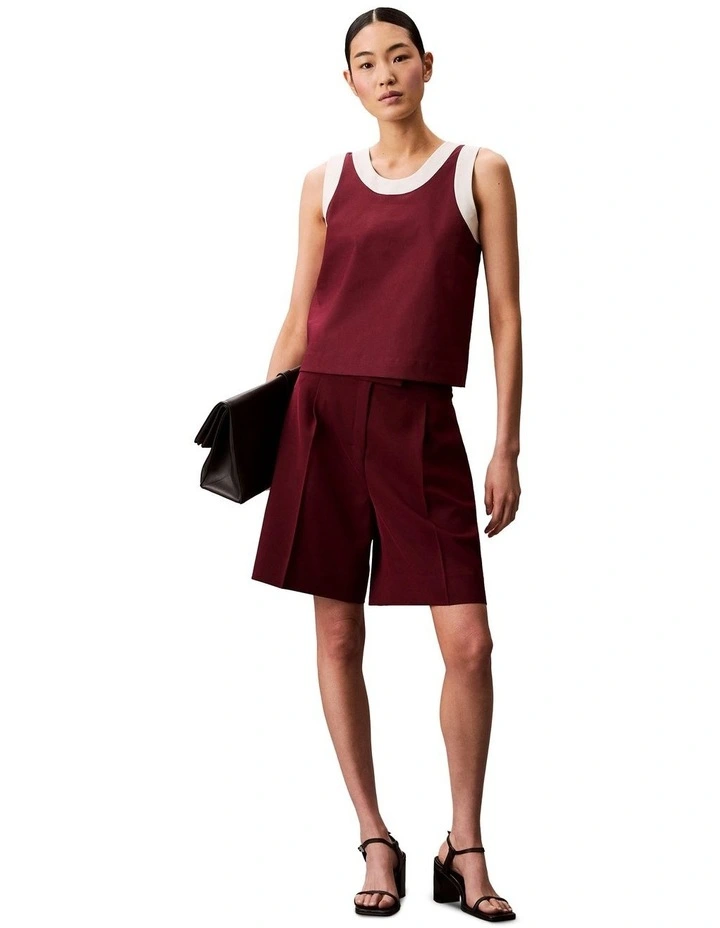 Stretch Sporty Sleeveless Top in Red image 4