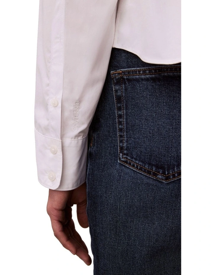 Solid Boxy Cropped Shirt in White image 6
