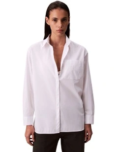 Poplin Relaxed Shirt in White