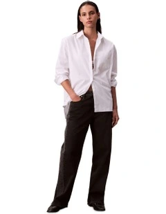 Poplin Relaxed Shirt in White