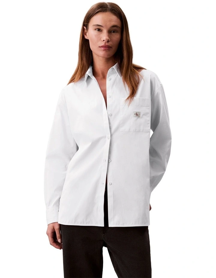 Poplin Relaxed Shirt in White image 1