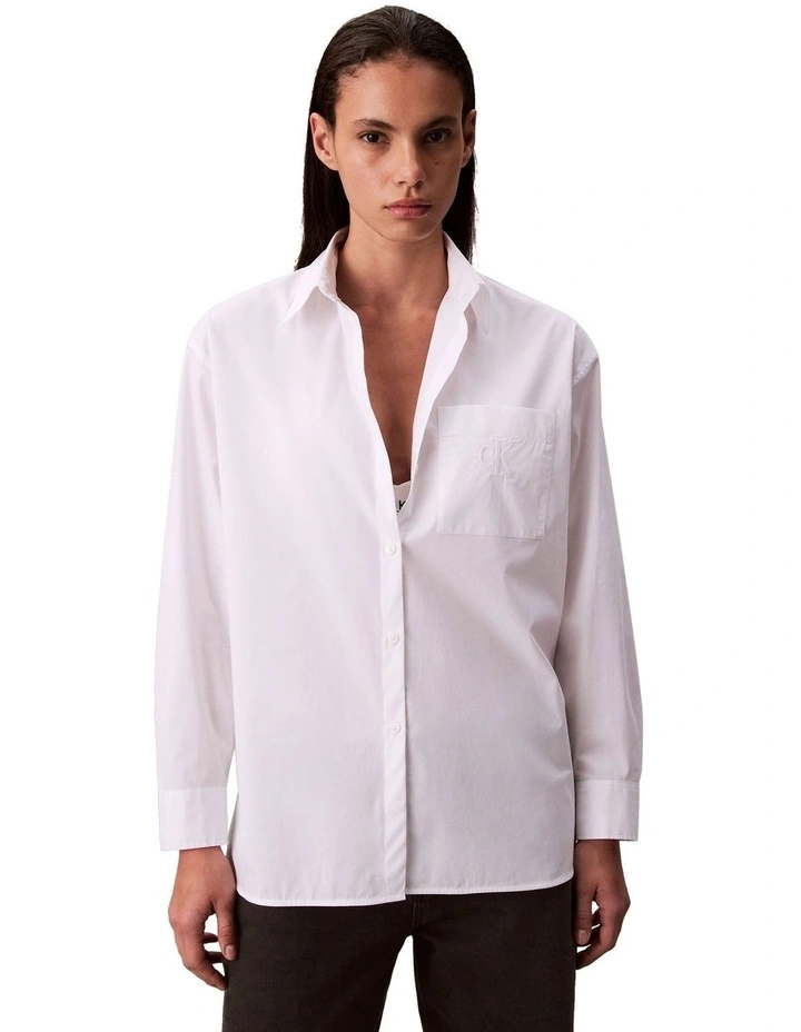 Poplin Relaxed Shirt in White image 1