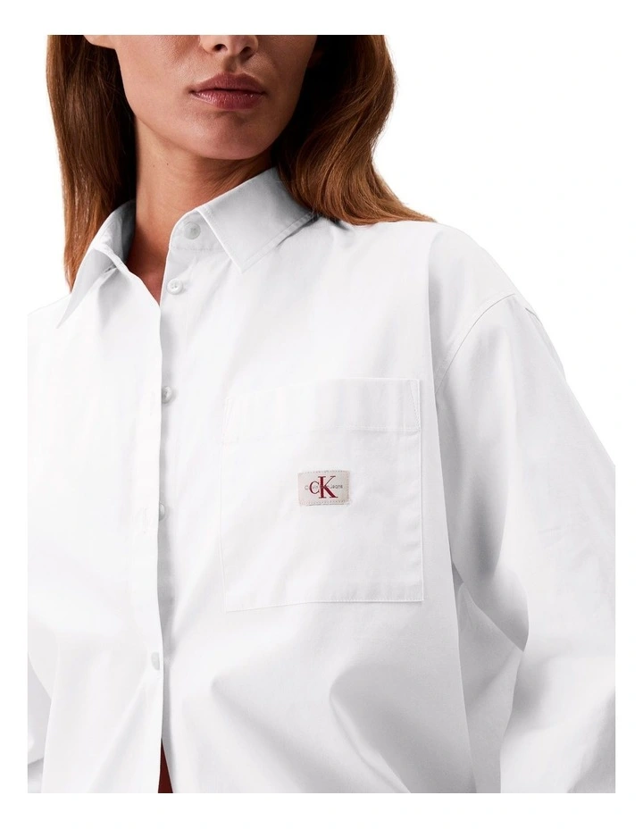 Poplin Relaxed Shirt in White image 3