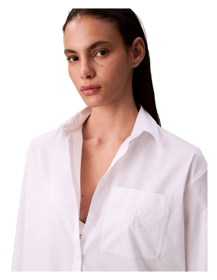 Poplin Relaxed Shirt in White image 3