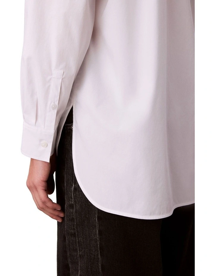 Poplin Relaxed Shirt in White image 4