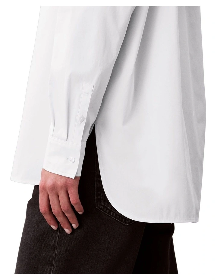 Poplin Relaxed Shirt in White image 4