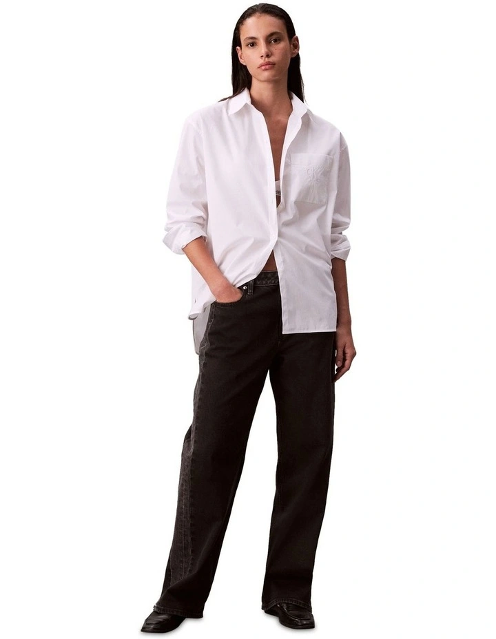 Poplin Relaxed Shirt in White image 4