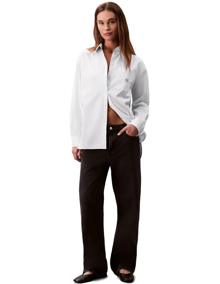 Poplin Relaxed Shirt in White image 5