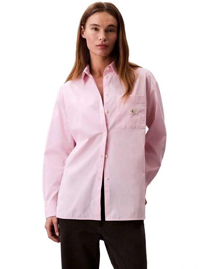 Poplin Relaxed Shirt in Pink image 1