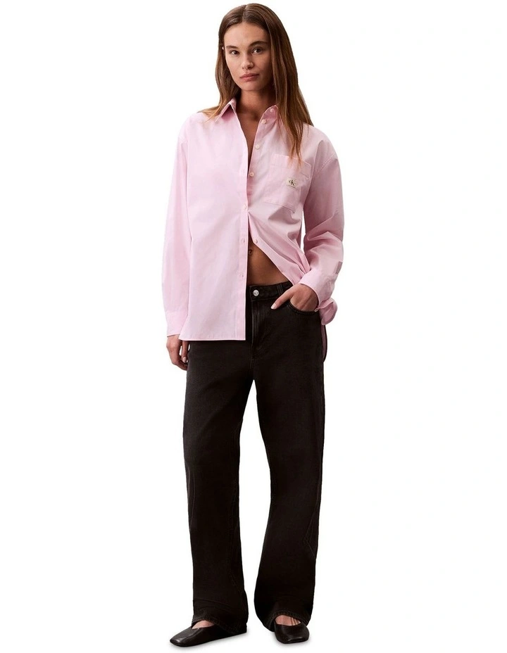 Poplin Relaxed Shirt in Pink image 3