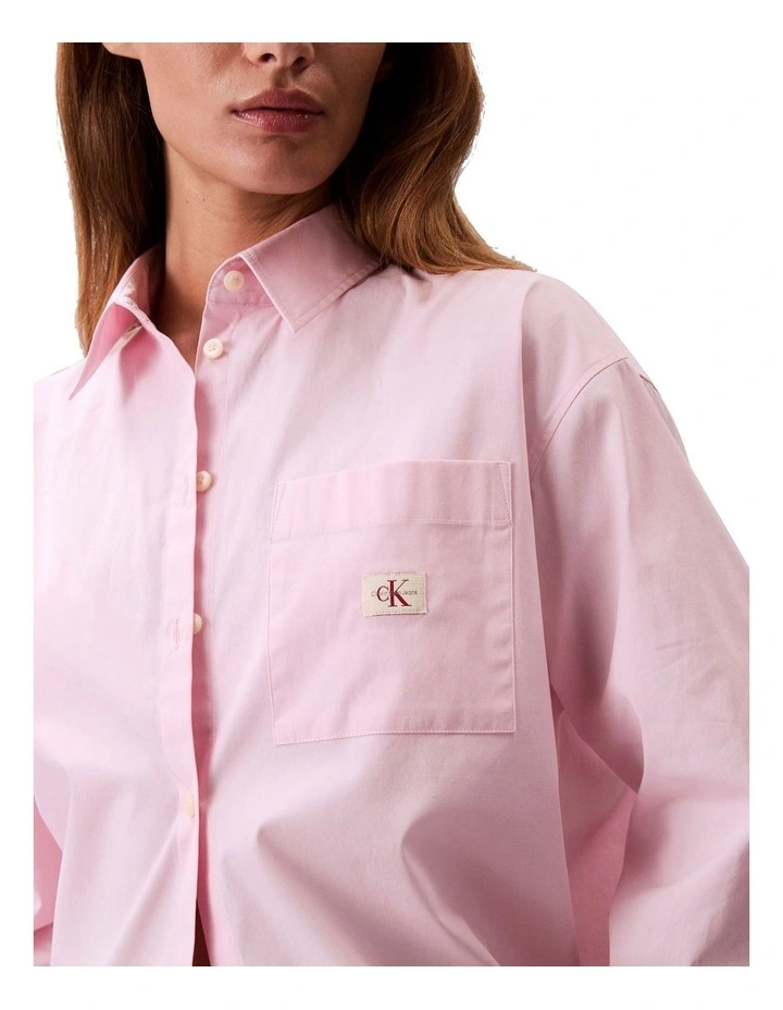 Poplin Relaxed Shirt in Pink image 4