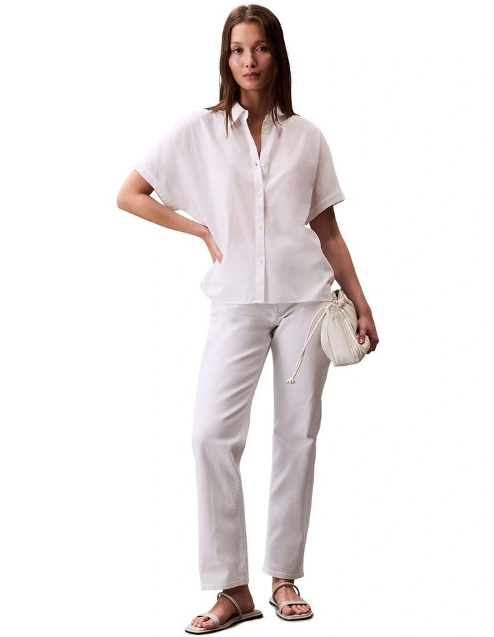 Short Sleeve Dolman Shirt in White image 1