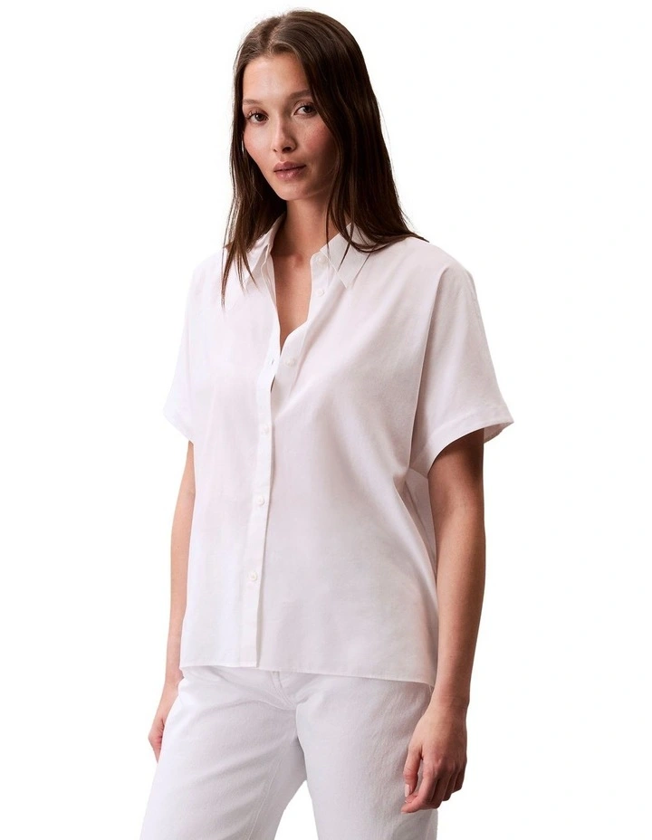 Short Sleeve Dolman Shirt in White image 3