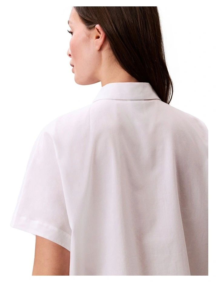 Short Sleeve Dolman Shirt in White image 4