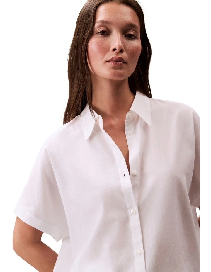 Short Sleeve Dolman Shirt in White image 5