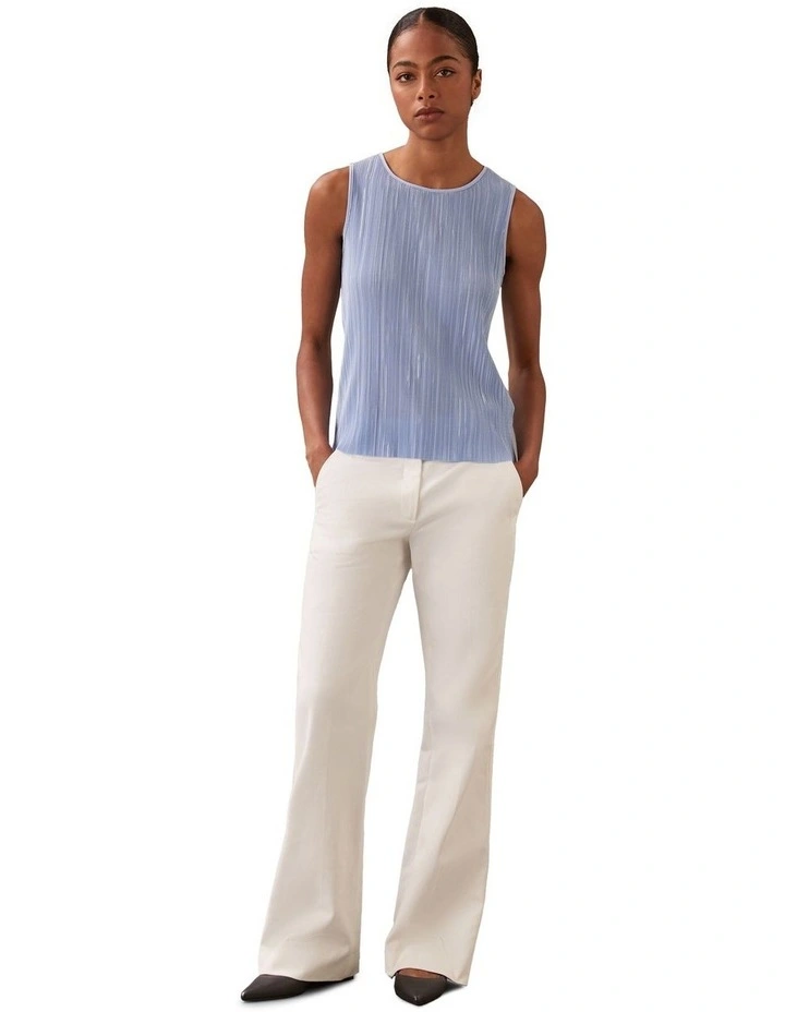 Plisse Sleeveless Tank in Blue image 3