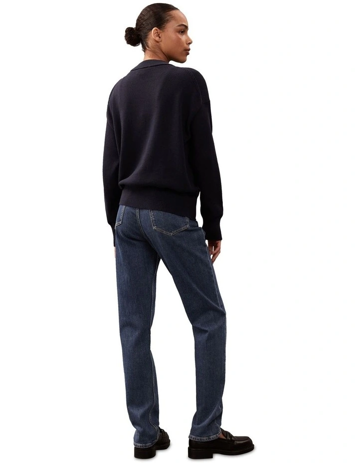 Cotton Graphic Pullover Jumper in Navy image 2