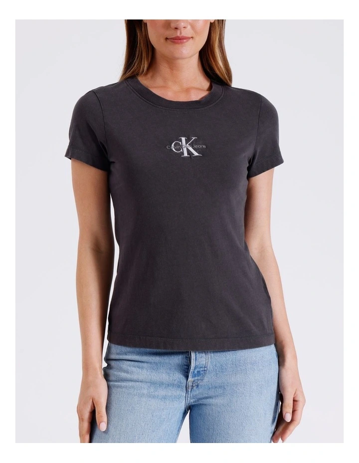 Washed Monologo Slim Tee in Dark Dune image 1