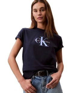 Hero Short Sleeve Classic Monologo Crew Neck Tee in Navy