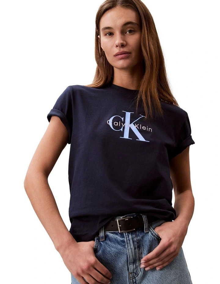 Hero Short Sleeve Classic Monologo Crew Neck Tee in Navy image 1
