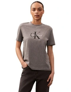 Hero Short Sleeve Classic Monologo Crew Neck Tee in Grey
