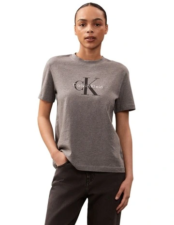 Hero Short Sleeve Classic Monologo Crew Neck Tee in Grey