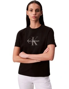 Hero Short Sleeve Classic Monologo Crew Neck Tee in Black