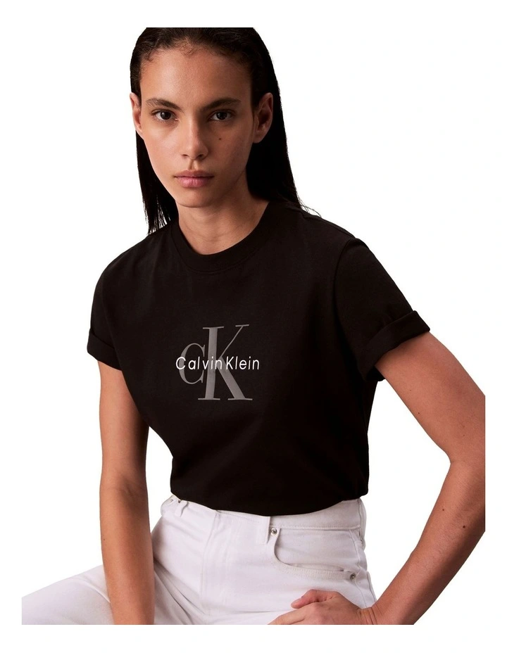 Hero Short Sleeve Classic Monologo Crew Neck Tee in Black image 5