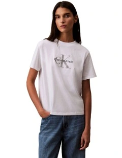 Hero Short Sleeve Classic Monologo Crew Neck Tee in White