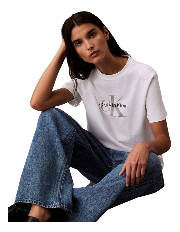 Hero Short Sleeve Classic Monologo Crew Neck Tee in White image 4