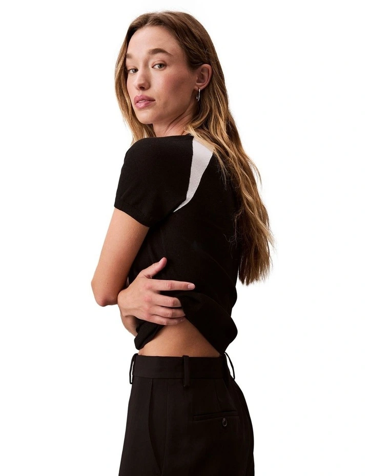 Liquid Shine Sculpt Top in Black image 3