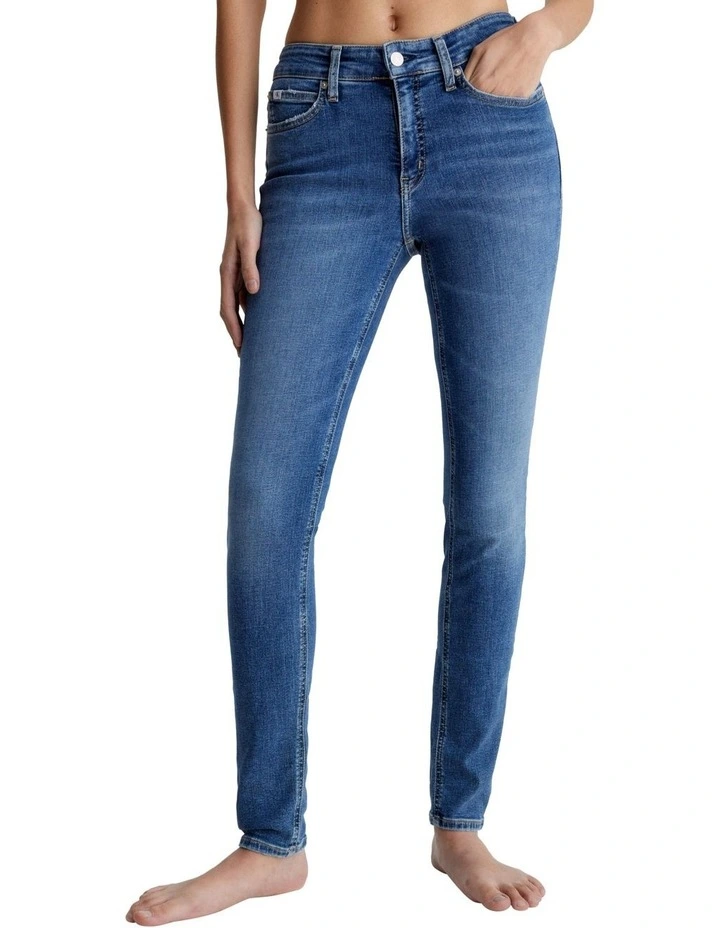 Mid Rise Skinny Jeans in Denim Dark image 1