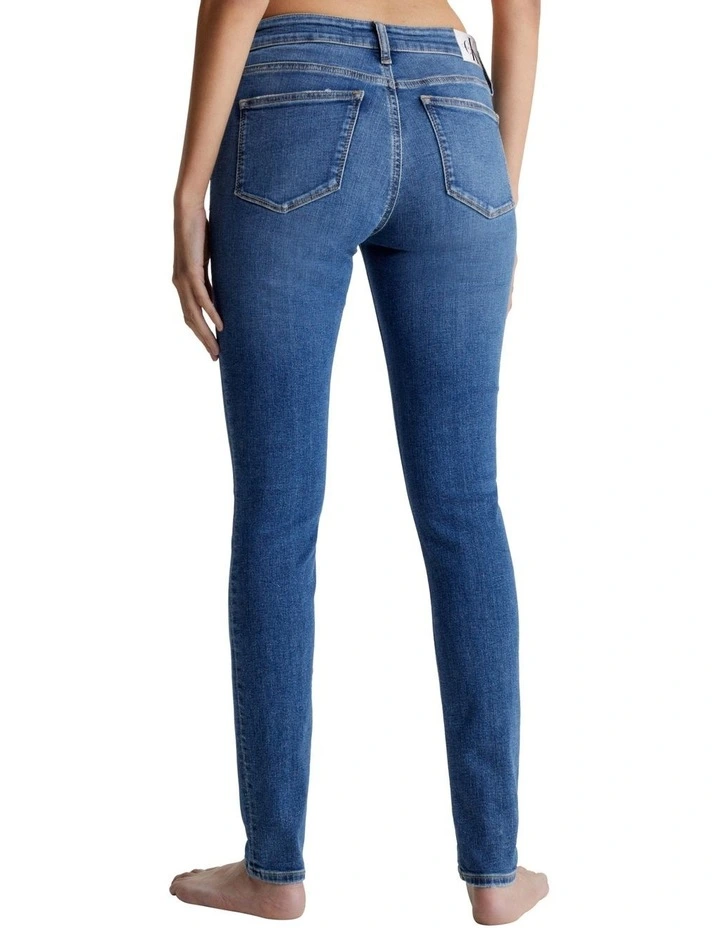 Mid Rise Skinny Jeans in Denim Dark image 2