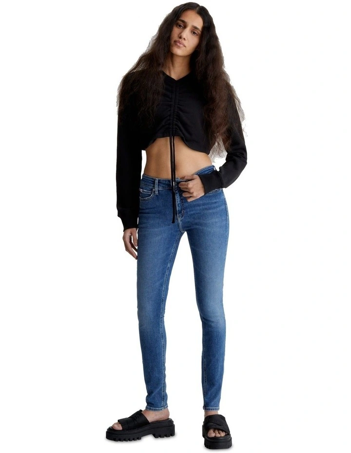 Mid Rise Skinny Jeans in Denim Dark image 4