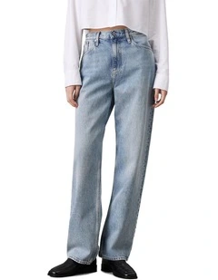 High Rise Loose Jeans in Denim Light