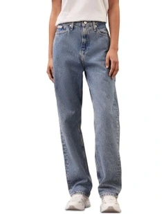 High Rise Straight Jeans in Denim Medium