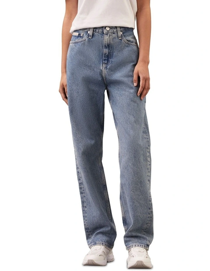 High Rise Straight Jeans in Denim Medium image 1