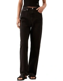 High Rise Straight Jeans in Black