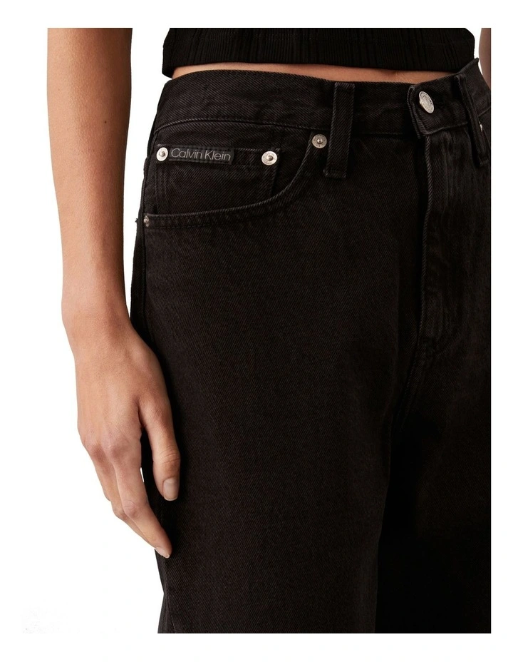 High Rise Straight Jeans in Black image 4