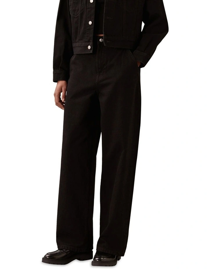 Trouser Barrel Pant in Soft Black image 1